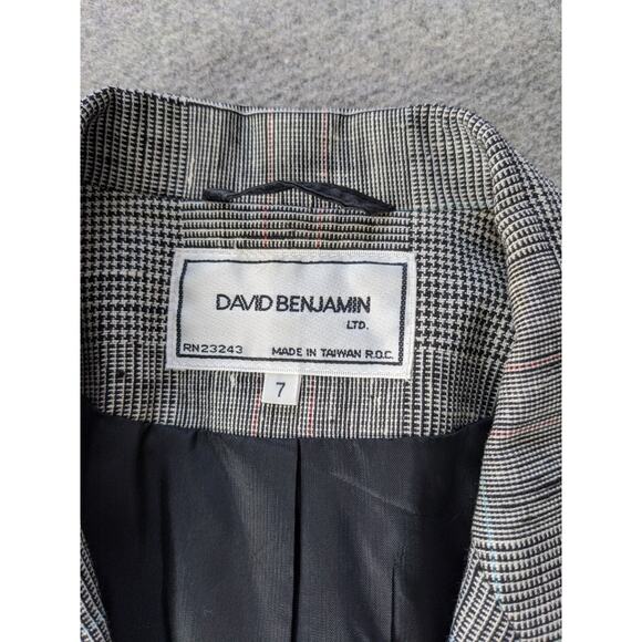 Vintage David Benjamin Wool Silk Blazer Womens Sz 7 Plaid Double Breasted Office - Picture 3 of 7